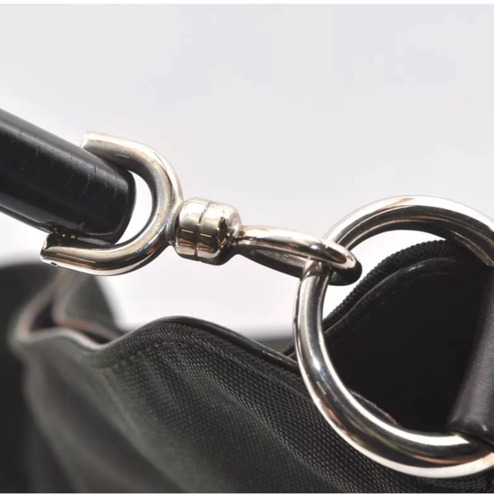 GUCCI Bamboo Shoulder Bag Nylon 2way Khaki Green with brown leather trim - Picture 14 of 15